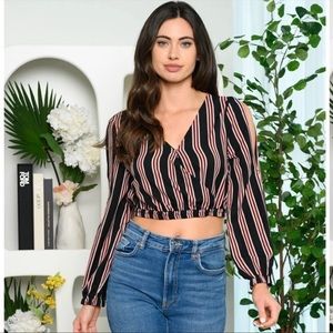 Hayden Cold Shoulder Slit Sleeve Wrap Top